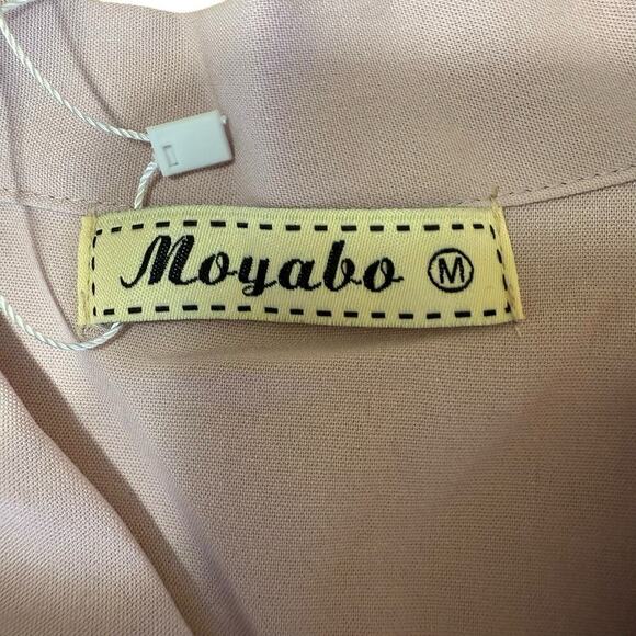 Moyabo Blouse Chiffon Career Top Bow M Pink Office Siren Corp Core Button Up NWT - Picture 11 of 13